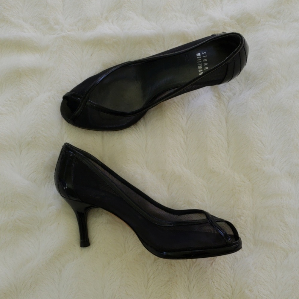|Real Leather Sole| Mesh Peeptoe Heels